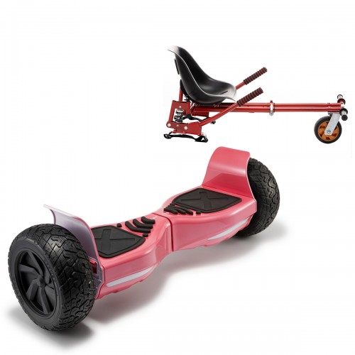 Elektromos Hoverboard GoKart Szett Lengéscsillapítókkal, 8.5 colos, Hummer Red, Standard Hatótávolság, Piros HoverKart Lengéscsillapítókkal, Smart Balance