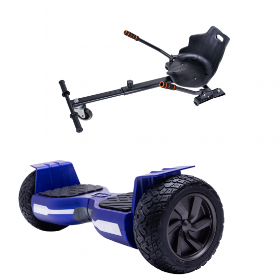 Hummer Blue All-Terrain Hoverboard Szett Ergonomikus HoverKart Üléssel – 8.5” Kerekek, Bluetooth Hangszórók, LED Fények, Önegyensúlyozás, 15km hatótávolság, 700W teljesítmény, 4Ah Samsung cellás akkumulátor, Smart Balance