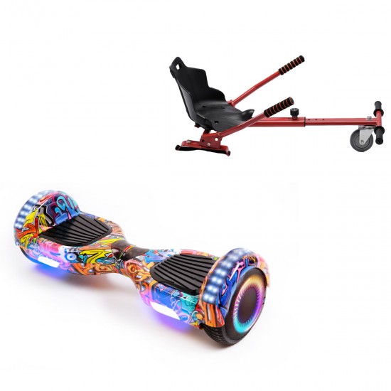 Elektromos Hoverboard Standard GoKart Szett, 6.5 colos, Regular HipHop Orange PRO, Nagy Hatótávolság, és Piros Hoverkart, Smart Balance
