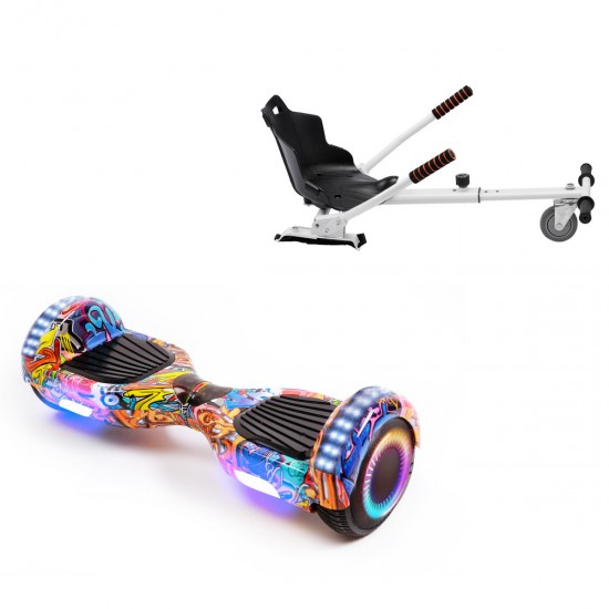 Elektromos Hoverboard Standard GoKart Szett, 6.5 colos, Regular HipHop Orange PRO, Standard Hatótávolság, és Fehér Hoverkart, Smart Balance