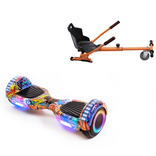 Elektromos Hoverboard Standard GoKart Szett, 6.5 colos, Regular HipHop Orange PRO, Standard Hatótávolság, és Narancs Hoverkart, Smart Balance