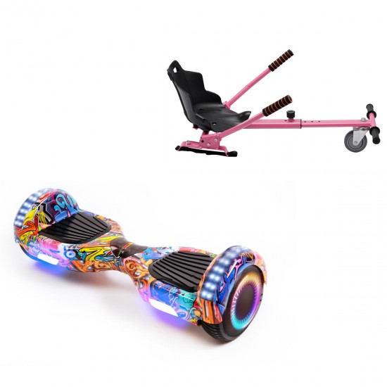 Elektromos Hoverboard Standard GoKart Szett, 6.5 colos, Regular HipHop Orange PRO, Nagy Hatótávolság, és Rózsaszín Hoverkart, Smart Balance
