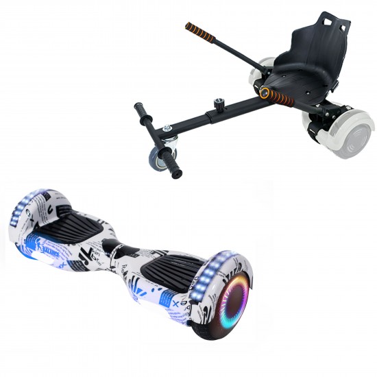 Elektromos Hoverboard Standard GoKart Szett, 6.5 colos, Regular NewsPaper PRO, Nagy Hatótávolság, és Fekete Hoverkart, Smart Balance