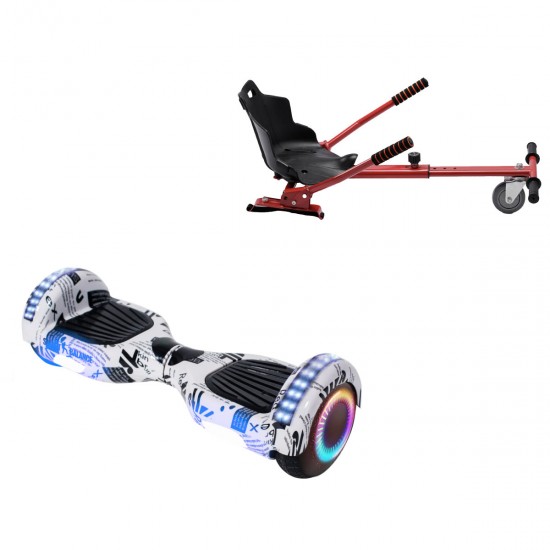 Elektromos Hoverboard Standard GoKart Szett, 6.5 colos, Regular NewsPaper PRO, Standard Hatótávolság, és Piros Hoverkart, Smart Balance