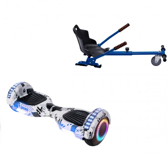 Elektromos Hoverboard Standard GoKart Szett, 6.5 colos, Regular NewsPaper PRO, Nagy Hatótávolság, és Kék Hoverkart, Smart Balance