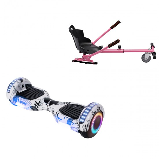 Elektromos Hoverboard Standard GoKart Szett, 6.5 colos, Regular NewsPaper PRO, Standard Hatótávolság, és Rózsaszín Hoverkart, Smart Balance