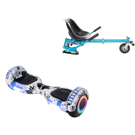 Elektromos Hoverboard GoKart Szett Lengéscsillapítókkal, 6.5 colos, Regular NewsPaper PRO, Nagy Hatótávolság, Kék HoverKart Lengéscsillapítókkal, Smart Balance