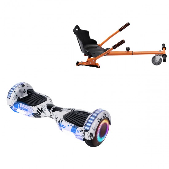 Elektromos Hoverboard Standard GoKart Szett, 6.5 colos, Regular NewsPaper PRO, Nagy Hatótávolság, és Narancs Hoverkart, Smart Balance
