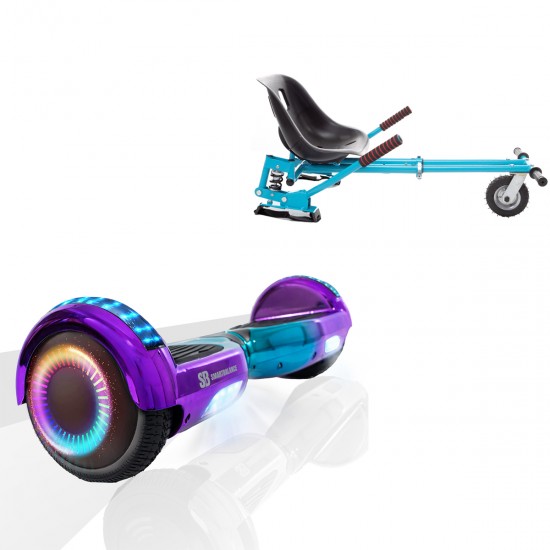 Elektromos Hoverboard GoKart Szett Lengéscsillapítókkal, 6.5 colos, Regular Dakota PRO LED, Standard Hatótávolság, Kék HoverKart Lengéscsillapítókkal, Smart Balance