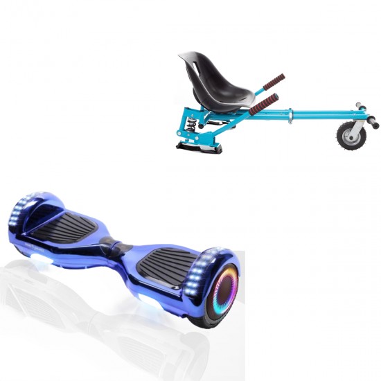 Elektromos Hoverboard GoKart Szett Lengéscsillapítókkal, 6.5 colos, Regular ElectroBlue PRO, Nagy Hatótávolság, Kék HoverKart Lengéscsillapítókkal, Smart Balance