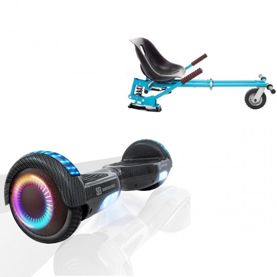 Elektromos Hoverboard GoKart Szett Lengéscsillapítókkal, 6.5 colos, Regular Carbon PRO, Standard Hatótávolság, Kék HoverKart Lengéscsillapítókkal, Smart Balance