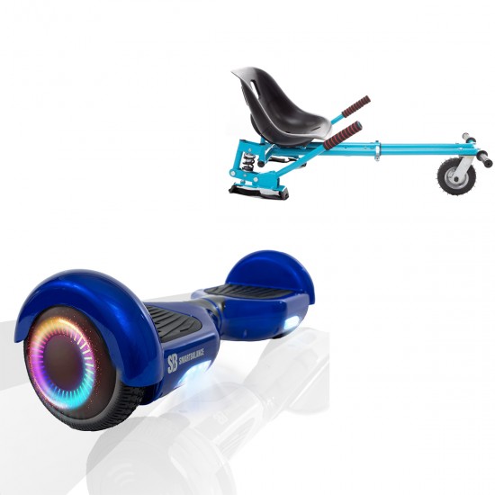 Elektromos Hoverboard GoKart Szett Lengéscsillapítókkal, 6.5 colos, Regular Blue PowerBoard PRO, Nagy Hatótávolság, Kék HoverKart Lengéscsillapítókkal, Smart Balance