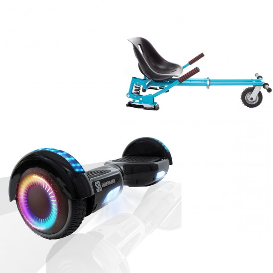 Elektromos Hoverboard GoKart Szett Lengéscsillapítókkal, 6.5 colos, Regular Black PRO, Nagy Hatótávolság, Kék HoverKart Lengéscsillapítókkal, Smart Balance