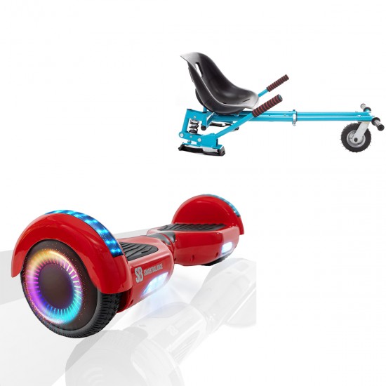 Elektromos Hoverboard GoKart Szett Lengéscsillapítókkal, 6.5 colos, Regular Red PRO, Standard Hatótávolság, Kék HoverKart Lengéscsillapítókkal, Smart Balance