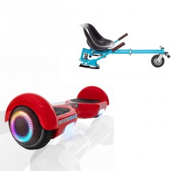 Elektromos Hoverboard GoKart Szett Lengéscsillapítókkal, 6.5 colos, Regular Red PowerBoard PRO, Nagy Hatótávolság, Kék HoverKart Lengéscsillapítókkal, Smart Balance