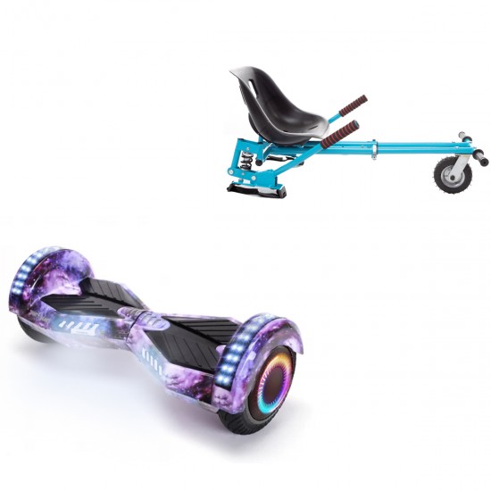 Elektromos Hoverboard GoKart Szett Lengéscsillapítókkal, 6.5 colos, Transformers Galaxy PRO, Nagy Hatótávolság, Kék HoverKart Lengéscsillapítókkal, Smart Balance