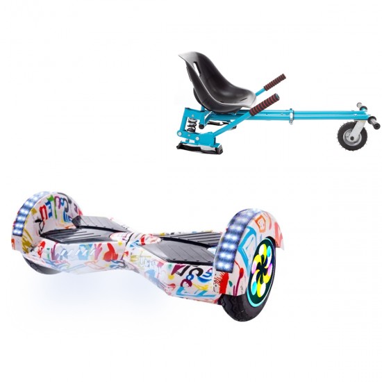 Elektromos Hoverboard GoKart Szett Lengéscsillapítókkal, 8 colos, Transformers Splash PRO, Nagy Hatótávolság, Kék HoverKart Lengéscsillapítókkal, Smart Balance