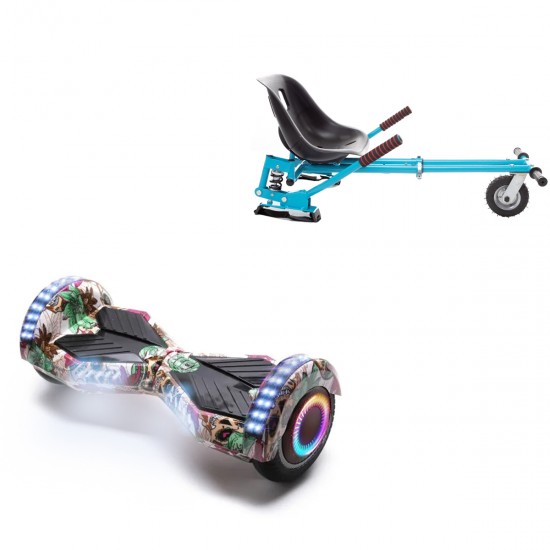 Elektromos Hoverboard GoKart Szett Lengéscsillapítókkal, 6.5 colos, Transformers SkullColor PRO, Nagy Hatótávolság, Kék HoverKart Lengéscsillapítókkal, Smart Balance