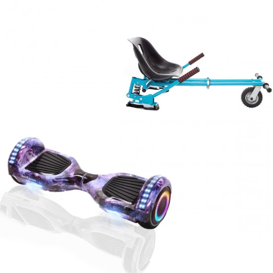 Elektromos Hoverboard GoKart Szett Lengéscsillapítókkal, 6.5 colos, Regular Galaxy PRO, Nagy Hatótávolság, Kék HoverKart Lengéscsillapítókkal, Smart Balance