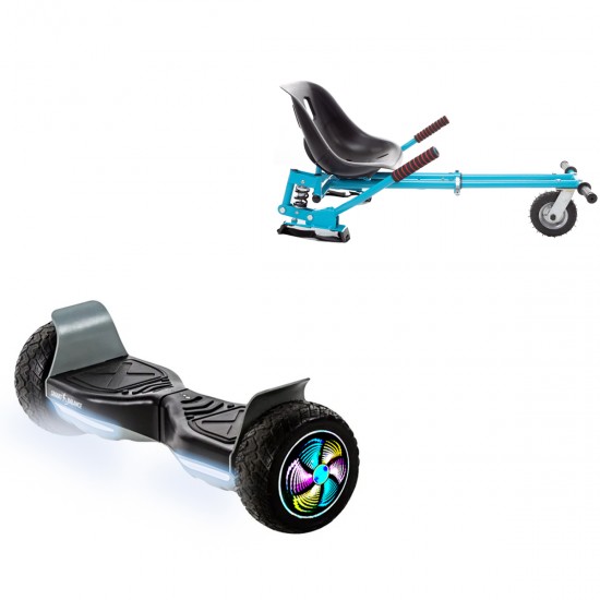 Elektromos Hoverboard GoKart Szett Lengéscsillapítókkal, 8.5 colos, Hummer Black PRO, Nagy Hatótávolság, Kék HoverKart Lengéscsillapítókkal, Smart Balance