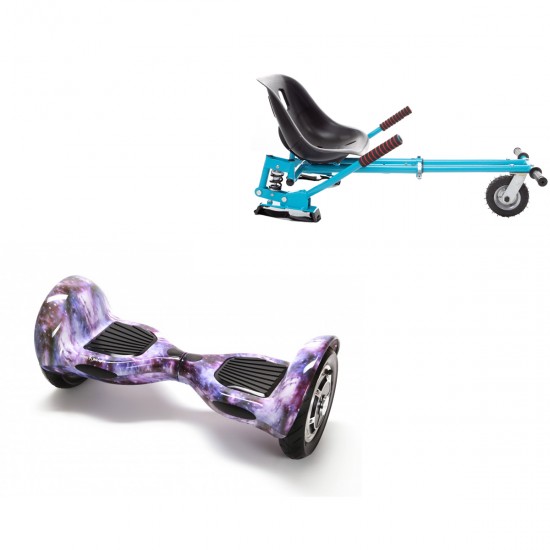 Elektromos Hoverboard GoKart Szett Lengéscsillapítókkal, 10 colos, Off-Road Galaxy, Nagy Hatótávolság, Kék HoverKart Lengéscsillapítókkal, Smart Balance