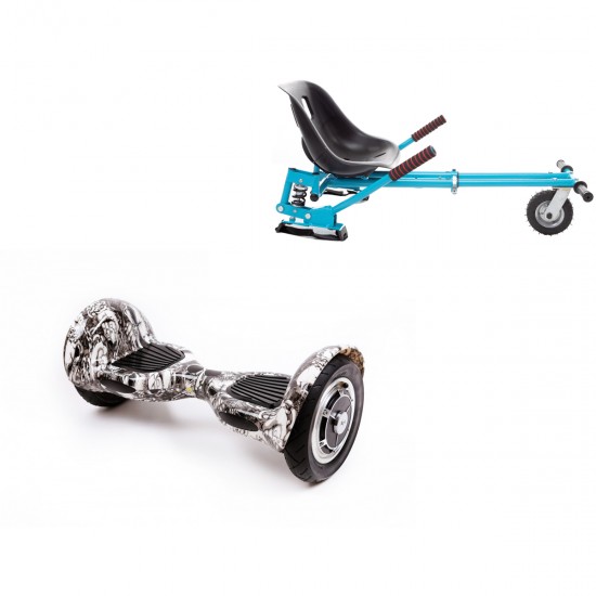 Elektromos Hoverboard GoKart Szett Lengéscsillapítókkal, 10 colos, Off-Road SkullHead, Standard Hatótávolság, Kék HoverKart Lengéscsillapítókkal, Smart Balance