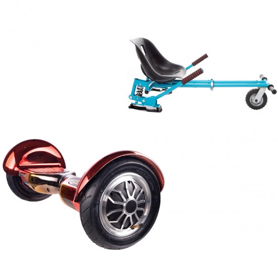 Elektromos Hoverboard GoKart Szett Lengéscsillapítókkal, 10 colos, Off-Road Sunset, Standard Hatótávolság, Kék HoverKart Lengéscsillapítókkal, Smart Balance