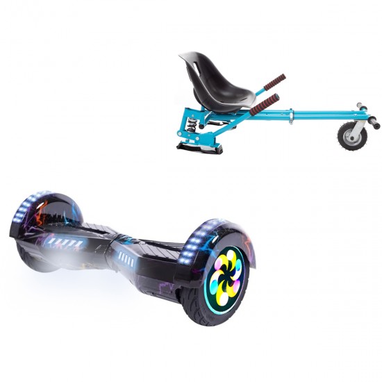 Elektromos Hoverboard GoKart Szett Lengéscsillapítókkal, 8 colos, Transformers Thunderstorm Blue PRO, Standard Hatótávolság, Kék HoverKart Lengéscsillapítókkal, Smart Balance