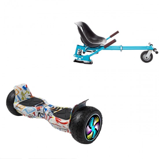 Elektromos Hoverboard GoKart Szett Lengéscsillapítókkal, 8.5 colos, Hummer Splash PRO, Nagy Hatótávolság, Kék HoverKart Lengéscsillapítókkal, Smart Balance