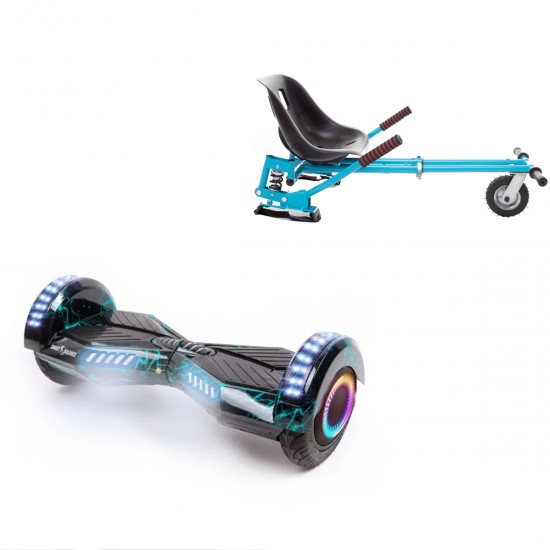 Elektromos Hoverboard GoKart Szett Lengéscsillapítókkal, 6.5 colos, Transformers Thunderstorm PRO, Standard Hatótávolság, Kék HoverKart Lengéscsillapítókkal, Smart Balance