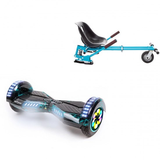 Elektromos Hoverboard GoKart Szett Lengéscsillapítókkal, 8 colos, Transformers Thunderstorm PRO, Standard Hatótávolság, Kék HoverKart Lengéscsillapítókkal, Smart Balance