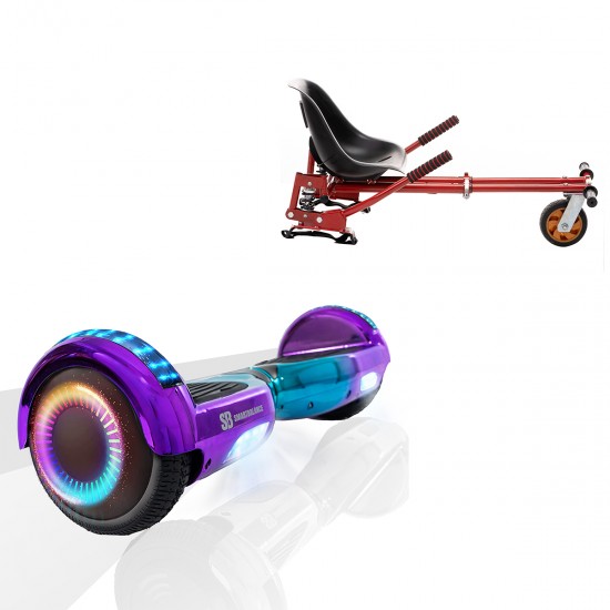 Elektromos Hoverboard GoKart Szett Lengéscsillapítókkal, 6.5 colos, Regular Dakota PRO LED, Standard Hatótávolság, Piros HoverKart Lengéscsillapítókkal, Smart Balance