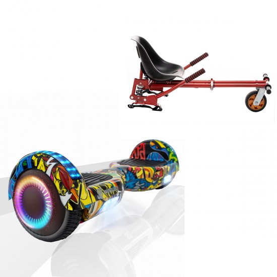 Elektromos Hoverboard GoKart Szett Lengéscsillapítókkal, 6.5 colos, Regular HipHop PRO, Standard Hatótávolság, Piros HoverKart Lengéscsillapítókkal, Smart Balance