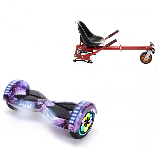 Elektromos Hoverboard GoKart Szett Lengéscsillapítókkal, 8 colos, Transformers Galaxy PRO, Nagy Hatótávolság, Piros HoverKart Lengéscsillapítókkal, Smart Balance