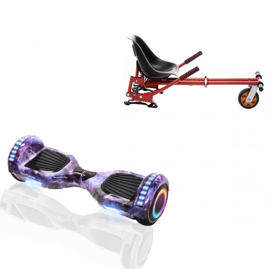 Elektromos Hoverboard GoKart Szett Lengéscsillapítókkal, 6.5 colos, Regular Galaxy PRO, Nagy Hatótávolság, Piros HoverKart Lengéscsillapítókkal, Smart Balance