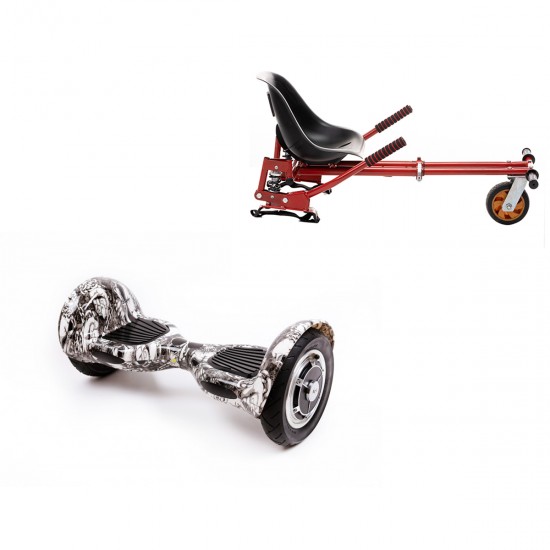 Elektromos Hoverboard GoKart Szett Lengéscsillapítókkal, 10 colos, Off-Road SkullHead, Standard Hatótávolság, Piros HoverKart Lengéscsillapítókkal, Smart Balance