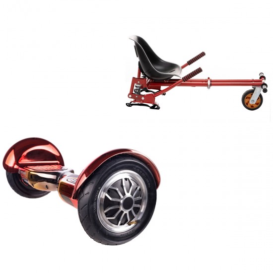 Elektromos Hoverboard GoKart Szett Lengéscsillapítókkal, 10 colos, Off-Road Sunset, Standard Hatótávolság, Piros HoverKart Lengéscsillapítókkal, Smart Balance