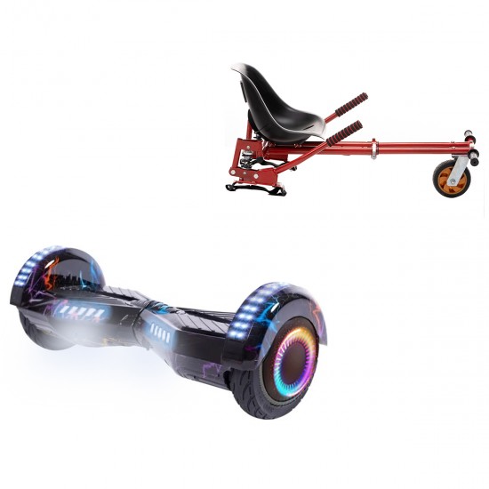 Elektromos Hoverboard GoKart Szett Lengéscsillapítókkal, 6.5 colos, Transformers Thunderstorm Blue PRO, Nagy Hatótávolság, Piros HoverKart Lengéscsillapítókkal, Smart Balance