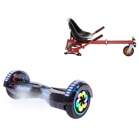 Elektromos Hoverboard GoKart Szett Lengéscsillapítókkal, 8 colos, Transformers Thunderstorm Blue PRO, Standard Hatótávolság, Piros HoverKart Lengéscsillapítókkal, Smart Balance