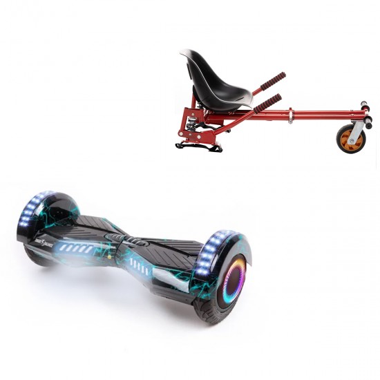 Elektromos Hoverboard GoKart Szett Lengéscsillapítókkal, 6.5 colos, Transformers Thunderstorm PRO, Nagy Hatótávolság, Piros HoverKart Lengéscsillapítókkal, Smart Balance