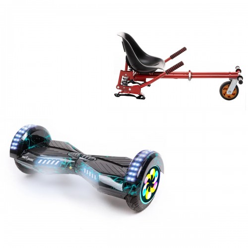 Elektromos Hoverboard GoKart Szett Lengéscsillapítókkal, 8 colos, Transformers Thunderstorm PRO, Nagy Hatótávolság, Piros HoverKart Lengéscsillapítókkal, Smart Balance