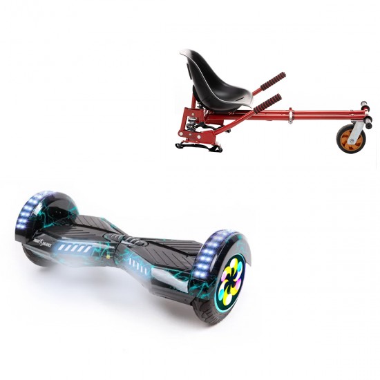 Elektromos Hoverboard GoKart Szett Lengéscsillapítókkal, 8 colos, Transformers Thunderstorm PRO, Standard Hatótávolság, Piros HoverKart Lengéscsillapítókkal, Smart Balance