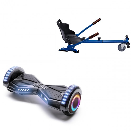 Elektromos Hoverboard Standard GoKart Szett, 6.5 colos, Transformers Carbon PRO, Standard Hatótávolság, és Kék Hoverkart, Smart Balance