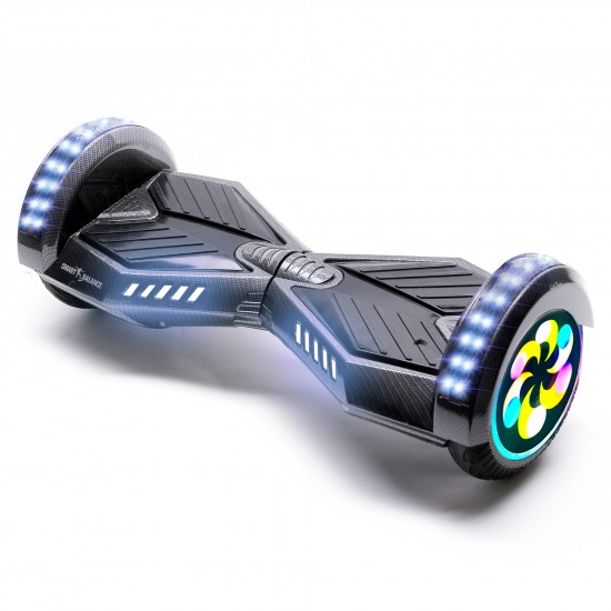 Elektromos Hoverboard GoKart Szett Lengéscsillapítókkal, 8 colos, Transformers Carbon PRO, Nagy Hatótávolság, Fekete HoverKart Lengéscsillapítókkal, Smart Balance 3