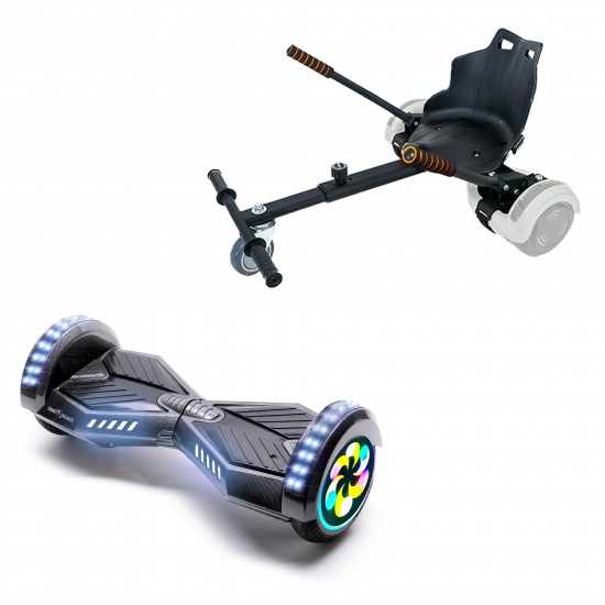 Elektromos Hoverboard Standard GoKart Szett, 8 colos, Transformers Carbon PRO, Nagy Hatótávolság, és Fekete Hoverkart, Smart Balance