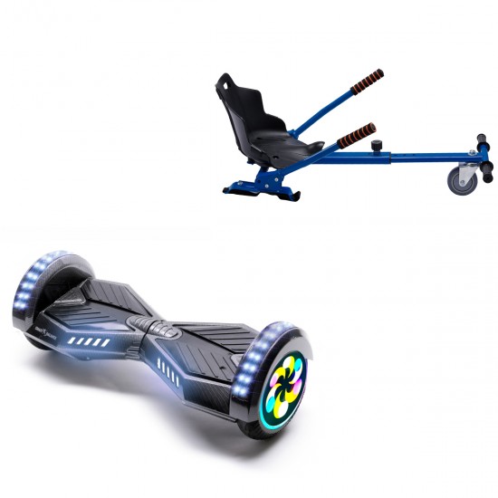 Elektromos Hoverboard Standard GoKart Szett, 8 colos, Transformers Carbon PRO, Nagy Hatótávolság, és Kék Hoverkart, Smart Balance