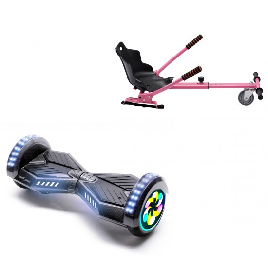 Elektromos Hoverboard Standard GoKart Szett, 8 colos, Transformers Carbon PRO, Standard Hatótávolság, és Rózsaszín Hoverkart, Smart Balance