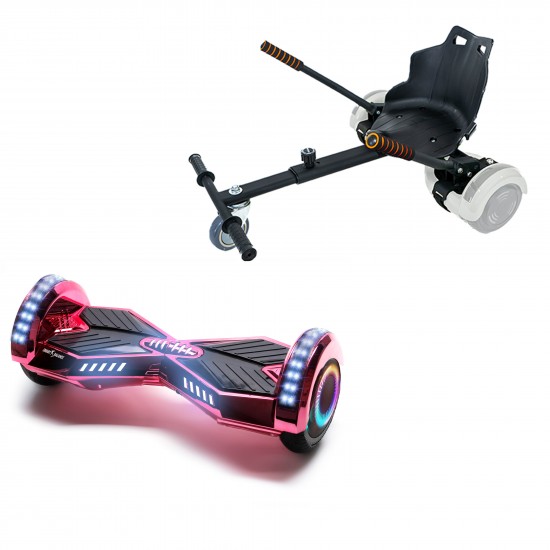 Elektromos Hoverboard Standard GoKart Szett, 6.5 colos, Transformers ElectroPink PRO, Nagy Hatótávolság, és Fekete Hoverkart, Smart Balance