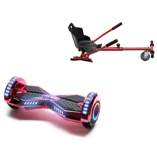 Elektromos Hoverboard Standard GoKart Szett, 6.5 colos, Transformers ElectroPink PRO, Nagy Hatótávolság, és Piros Hoverkart, Smart Balance