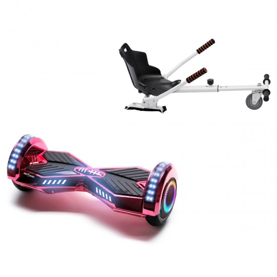 Elektromos Hoverboard Standard GoKart Szett, 6.5 colos, Transformers ElectroPink PRO, Nagy Hatótávolság, és Fehér Hoverkart, Smart Balance